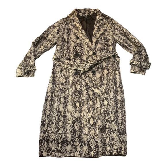 Something Navy womens medium snake skin trench coat jacket business black cream - Picture 2 of 10